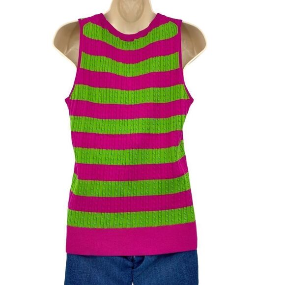 Talbots cable knit tank Purple & Lime Green Size M - Picture 3 of 6